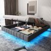 Polsterbett 180×200 cm mit Bettkasten und LED-Beleuchtung, schwebende Optik, Grau Bild 2