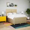 vidaXL Boxspringbett mit Matratze Creme 140x190 cm Stoff 3292049 Bild 3