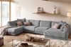 KAWOLA Sofa MADELINE Wohnlandschaft U-Form Cord grau Longchair rechts 86 x 224 x 425 cm Bild 2