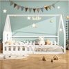 Flieks Massivholzbett, Kinderbett Hausbett Doppelbett 140x200cm mit Lattenrost und Zaun Bild 3