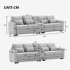 4-Sitzer Sofa B 290 x T 83 x H 88 cm aus Leinenstoff mit USB-Anschluss Bild 5
