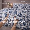 ZIRVEHOME Bettwäsche Baumwolle BettbezugWeiß Blau Floral Blumenmuster Blaue Harmonie, Renforce, 3 teilig, 200x220 Baumwolle Bettbezug Weiß Blau Floral Blumenmuster Bild 4