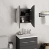 vidaXL Badezimmerschrank mit Rundem Spiegel & LED Grau 40x40x17,5 cm 345581 Bild 4