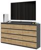 Furnica Kommode GABRIEL 8+4 Schubladen-Anthrazit Grau H92cm B180cm T33cm Bild 4
