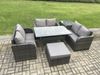 Fimous Polyrattan Gartenmöbel Set mit Rechteckiger Esstisch Großer Fußhocker Beistelltisch Dunkelgrau gemischt Bild 2