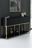Dmora Kommode Basilia, Wohnzimmerbuffet, Wohnzimmer-Sideboard, Moderne Küchen-Speisekammer, 150x30h80 cm, Schwarz und Gold Bild 2