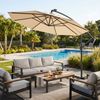 Swing&Harmonie Sonnenschirm mit LED Beleuchtung Luxus Ampelschirm 300 / 350cm, Garten Schirm inkl. Abdeckhaube Bild 3