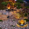 2er Set LED Solarleuchten, Lotusblume, Stecklampe, Crackleglas Bild 3