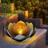 2er Set LED Solarleuchten, Lotusblume, Stecklampe, Crackleglas Bild 5