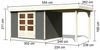 Gartenhaus Askola 5, 302 x 246 cm inkl Anbaudach 2,40 m mit Rückwand, 19 mm Holz terragrau, Karibu Bild 2