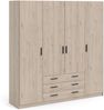 Spell Kleiderschrank B183cm 4 Türen 3 Schubladen Hickory Schlafzimmer Schrank Bild 3