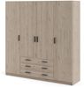 Spell Kleiderschrank B183cm 4 Türen 3 Schubladen Hickory Schlafzimmer Schrank Bild 2