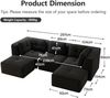 Ecksofa modular 69cm×297cm×177cm aus Cord in Schwarz – tiefes Sitzgefühl, ohne Montage Bild 4