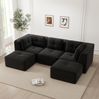 Ecksofa modular 69cm×297cm×177cm aus Cord in Schwarz – tiefes Sitzgefühl, ohne Montage Bild 5