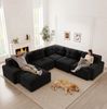 Ecksofa modular 69cm×297cm×177cm aus Cord in Schwarz – tiefes Sitzgefühl, ohne Montage Bild 2