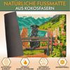 BRUBAKER Fußmatte Hund und Katze auf Bank vor Bergsee mit Blumen - Schmutzfangmatte, Rechteckig, Höhe: 15 mm, Fußmatte für Außen und Innen - Wetterfest und Rutschfest - 45 x 75 cm Bild 3