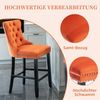 SeedWave Barhocker Mit Rückenlehne, 2er-Set Samt Barstuhl mit Verstellbaren Schrauben, Polsterhocker inkl. 4 Holzfüße mit Fußstütze, Nieten und Knopf-Design Bild 3