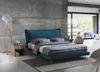 Dmora Arcore Doppelbett, Festbett mit Stoffbezug und Kopfteil, 100 % Made in Italy, geeignet für Matratze 160x190 cm, Blau Bild 2
