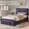 Polsterbett aus Velours mit LED, hydraulischem Stauraum & Schublade, ohne Matratze, 90x200 cm, Anthrazit/Grau Bild 4