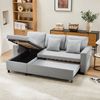 Merax Schlafsofa mit Schlaffunktion, L-förmiges Sofa, moderne Design-Polstermöbel, Sofa-Chaiselongue mit Stauraum, mit Taschenbecherhalter, Wohnzimmer-Schlafsofa, links und rechts austauschbare Chaiselongue, hellgrau Bild 2