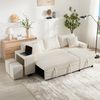 Schlafsofa Cord mit Stauraum & USB-Anschluss, 231x131,5x84 cm, Beige Bild 3