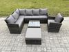 Fimous 8 Sitzer Rattan Gartenmöbel Set Ecksofa Set aus Polyrattan mit Quadratischer Couchtisch Großer Fußhocker Sesseln Dunkelgrau gemischt Bild 2