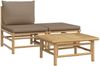 vidaXL 3-tlg. Garten-Lounge-Set mit Taupe Kissen Bambus 362283 Bild 2