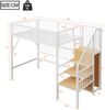 Etagenbett Hochbett Eisenbett, für Kinder und Jugendliche, Metall-Hochbett mit APP-gesteuerten LED-Lichtleisten, Treppe mit Stauraum, offenem Kleiderschrank, Metall, schwarz weiß, 90 x 200 cm Bild 4