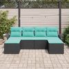 vidaXL Gartensofa-set mit Kissen 6 pcs Schwarz Poly-Rattan 3345476 Bild 3