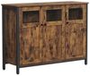 Vasagle Küchenschrank mit Glastüren, Stahlrahmen vintagebraun-schwarz, LSC099B01, 75 x 35 x 100 cm Bild 2