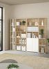 Dmora Wohnzimmermöbel Litvjak, Modulares Wohnzimmerset, Mehrzweck-Wohnzimmermöbel, Moderner TV-Schrank, 241x34 h205 cm, Eiche und Weiß Bild 2