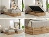 Boxspringbett, Einzelbett WOOD ZERO 90 x 200 cm, Hotelbett ohne Kopfteil, Bett mit Stauraum, 7-Zonen Multipocket-Matratze - Beige Strukture - H3 - Topper Visco Bild 2