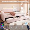 Merax Daybett Rückenlehne mit Hasenkissen, Polsterbett Kinderbett 90x200cm mit 2 Schubladen und LED-Beleuchtung, Rosa Bild 5