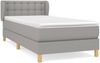 Einzelbett, Polsterbett mit Matratze Stoff Hellgrau 80x200 cm Bild 2