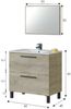 Dmora Abissalino Waschtischunterschrank, Badezimmerschrank mit 2 Schubladen, Hängeschrank mit Spiegel, Waschbecken nicht im Lieferumfang enthalten, 80x45h80 cm, Eiche Bild 3