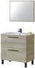 Dmora Abissalino Waschtischunterschrank, Badezimmerschrank mit 2 Schubladen, Hängeschrank mit Spiegel, Waschbecken nicht im Lieferumfang enthalten, 80x45h80 cm, Eiche Bild 4