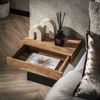 Nachttisch 2er-Set Akazie massiv, modern mit Wellen-Design, Natur, 1 Schublade, 40 cm Bild 4