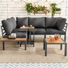 Gartenmöbel Set, Sofa + Beistelltisch + Couchtisch (kann als Fußhocker verwendet werden), verzinktes Stahlrohr, Tischplatte aus Kunststoffholz, geeignet für Balkon und Garten, grau + schwarz Bild 3