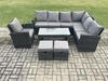 Fimous 9 Seat Outdoor Gartenmöbel-Set Ecksofa Set Outdoor Terrassen Sofa Tisch Set mit 2 kleine Fußhockern Sesseln Dunkelgrau gemischt Bild 2