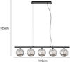 LED Pendelleuchte 5-flammig Schwarz-Glaskugeln Rauchglas, Breite 100cm Bild 4