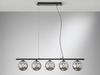 LED Pendelleuchte 5-flammig Schwarz-Glaskugeln Rauchglas, Breite 100cm Bild 3