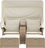 vidaXL Gartensofa 2-Sitzer mit Dach und Hockern Beige Poly Rattan 365802 Bild 4