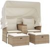 vidaXL Gartensofa 2-Sitzer mit Dach und Hockern Beige Poly Rattan 365802 Bild 2