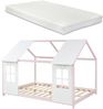 Halboffenes Kinderbett Tostedt mit Matratze 140x200 cm Rosa/Weiß [en. casa] Bild 2