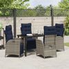 vidaXL Garten Essgruppe mit Kissen 5 pcs Grau und Schwarz Rattan 3380584 Bild 4