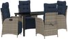 vidaXL Garten Essgruppe mit Kissen 5 pcs Grau und Schwarz Rattan 3380584 Bild 2