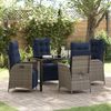 vidaXL Garten Essgruppe mit Kissen 5 pcs Grau und Schwarz Rattan 3380584 Bild 1