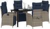 vidaXL Garten Essgruppe mit Kissen 5 pcs Grau und Schwarz Rattan 3380584 Bild 3
