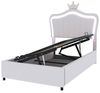 BlingBin Polsterbett Bett Kinderbett Polsterbet Gästebett (1er Set, 1-tlg, mit Kronendesign und LED-Beleuchtung – Hydraulisches Stauraumbett), Höhenverstellbares Kopfteil, 90 x 200 cm, Ohne Matratze Bild 4