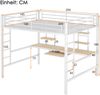 Merax Hochbett 140x200cm, Kinderbett, Metallbett, Eisenbett, mit Schreibtisch und zwei Bücherregalen für Kinder, Jugendliche und Erwachsene, Weiß Bild 4